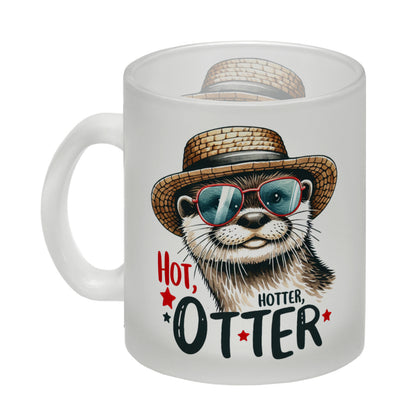 Otter mit Sonnenbrille und Strohhut Glas Tasse mit Spruch Hot Hotter Otter