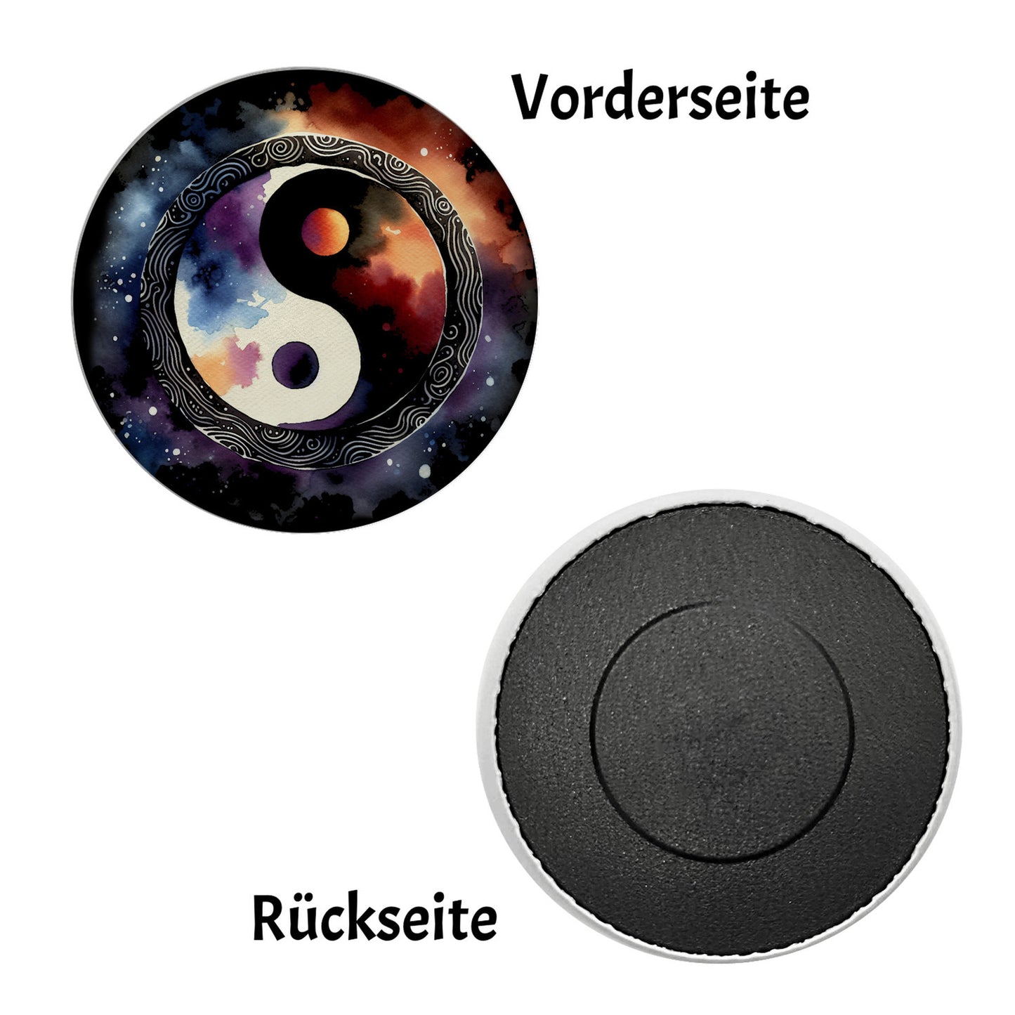 Yin und Yang Aquarell Magnet rund