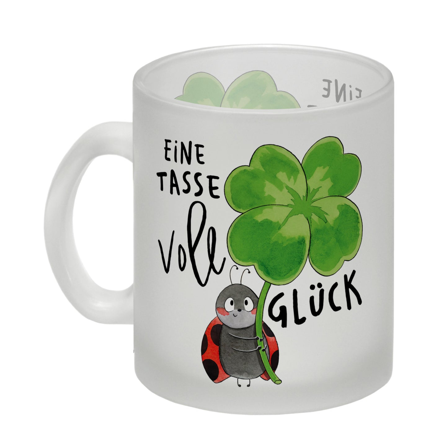 Marienkäfer Glas Tasse mit Spruch Eine Tasse voll Glück