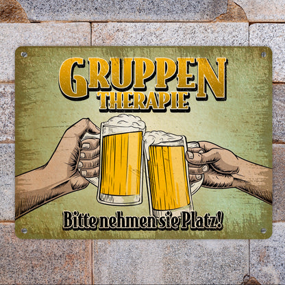 Gruppentherapie Bier Metallschild XL im trendigen Retrolook