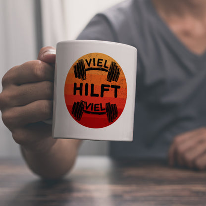 Viel hilft viel Fitness Kaffeebecher für Sportler