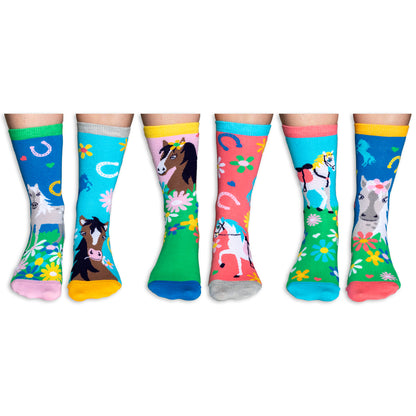 Giddy Up Pferde Oddsocks Socken in 30,5-38,5 im 6er Set