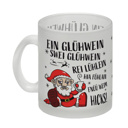 Betrunkener Weihnachtsmann Glühweintasse im Comicstil