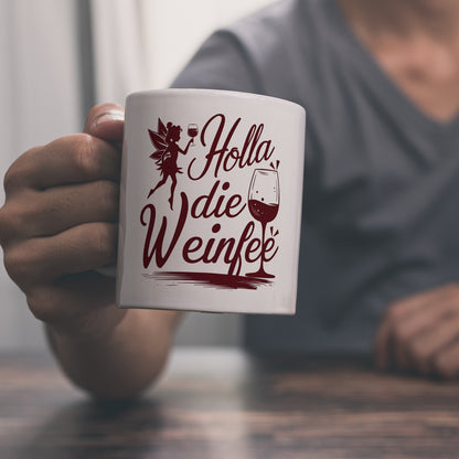 Fee mit Weinglas - HOLLA DIE WEINFEE Kaffeebecher