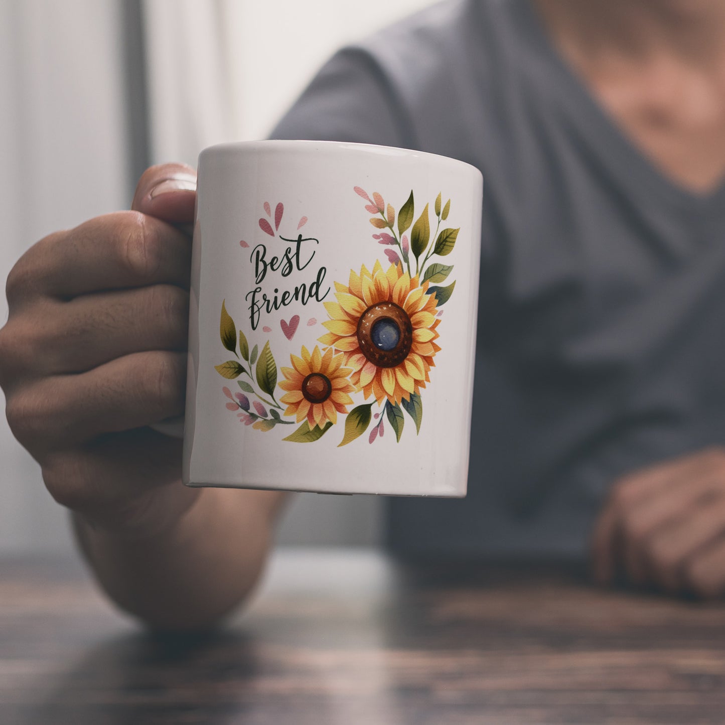 Beste Freundin Sonnenblume Kaffeebecher mit Spruch Best friend