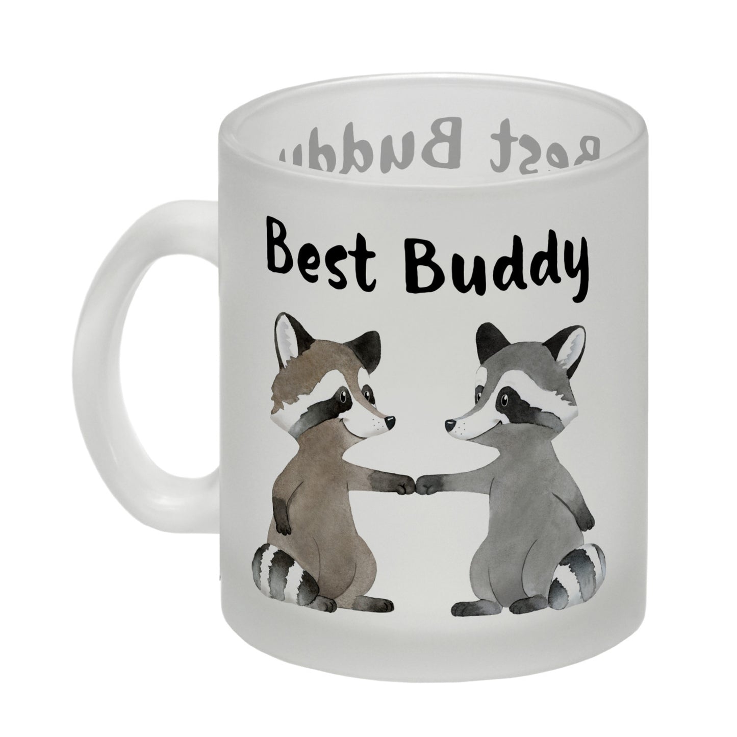 Waschbär Bruder und Kumpel Glas Tasse mit Spruch Best Buddy