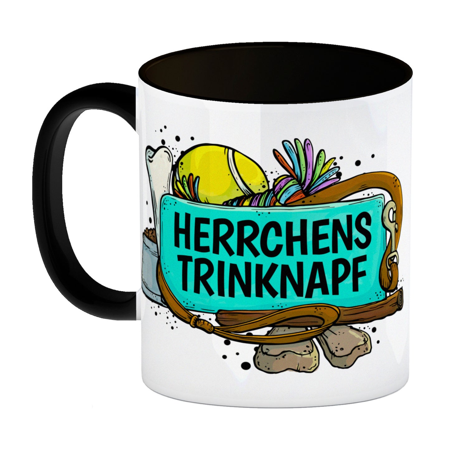 Herrchens Trinknapf Kaffeebecher Henkel und Innenseite Schwarz