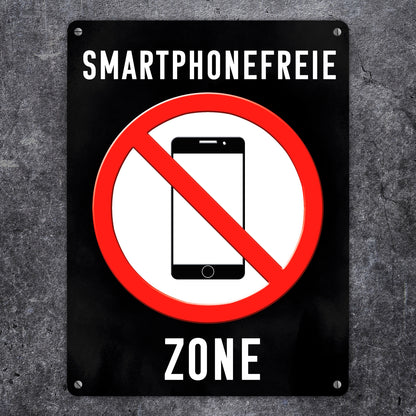 Smartphonefreie Zone Handy verboten Metallschild XL in 21x28 cm