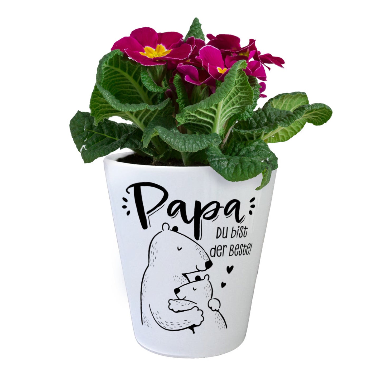 Bären Papa und Kind Blumentopf mit Spruch Papa du bist der Beste