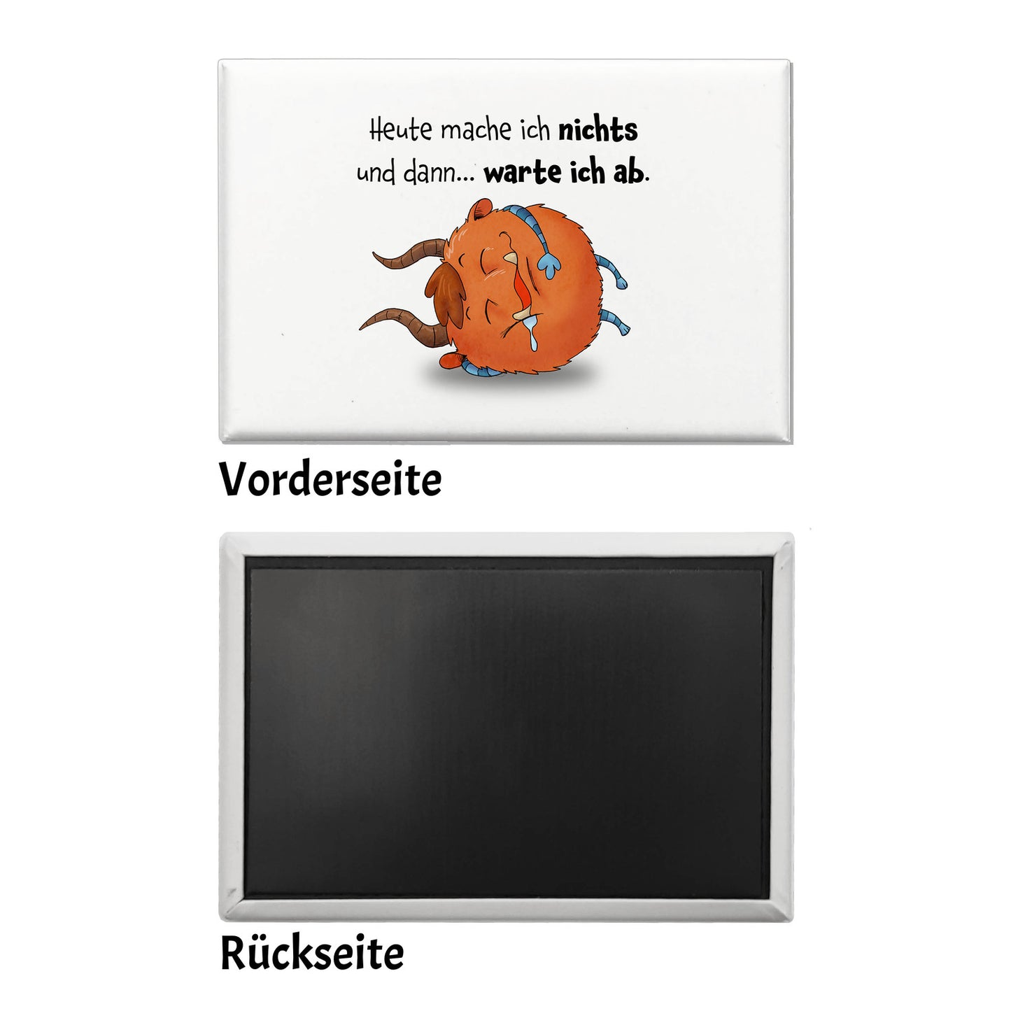 Freches Monster in orange Souvenir Souvenir Magnet mit lustigem Spruch