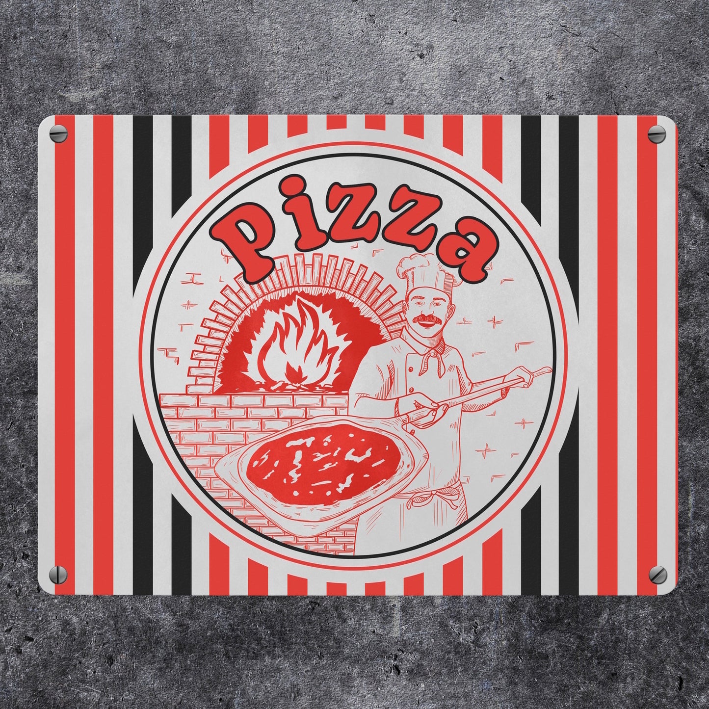 Pizzakarton Metallschild in 15x20 cm für Pizzafans