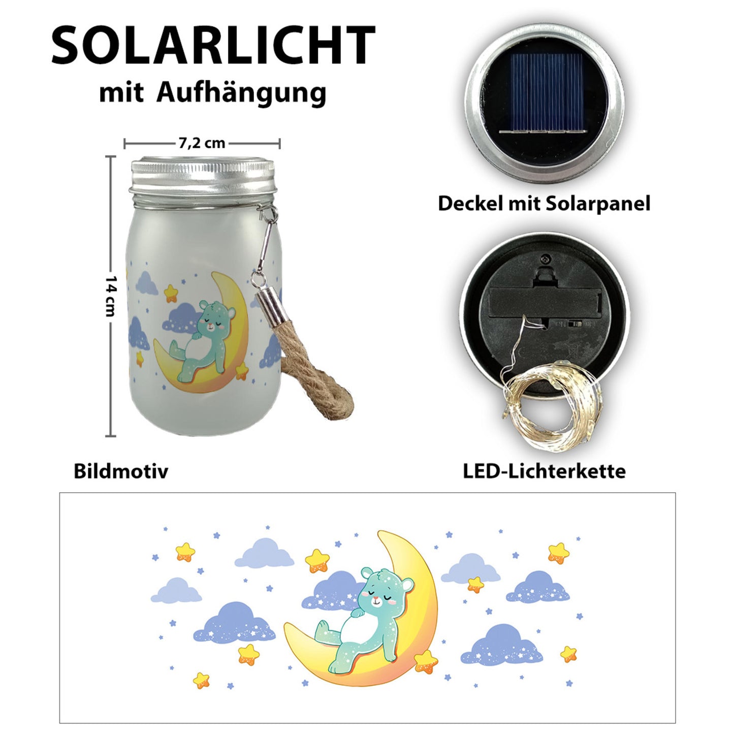 Schlafender Bär im Mond in blau Solarlicht