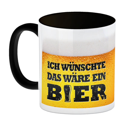 Ich wünschte das wäre ein Bier Kaffeebecher Schwarz mit Biermotiv