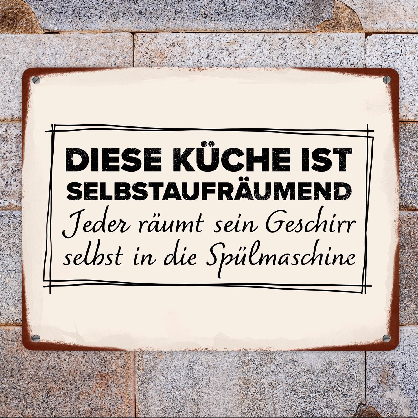 Diese Küche ist selbstaufräumend Metallschild XL in 21x28 cm für den Haushalt