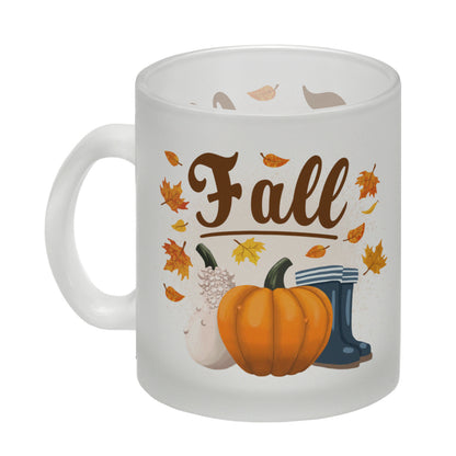 Fall Jahreszeit Herbst Glas Tasse mit Kürbis und Laub