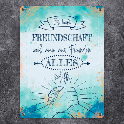 Freundschaft Metallschild in 15x20 cm mit tollem Spruch