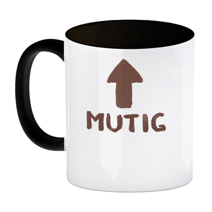 Mut ist... Kaffeebecher in schwarz in schwarz mit Durchfall Motiv