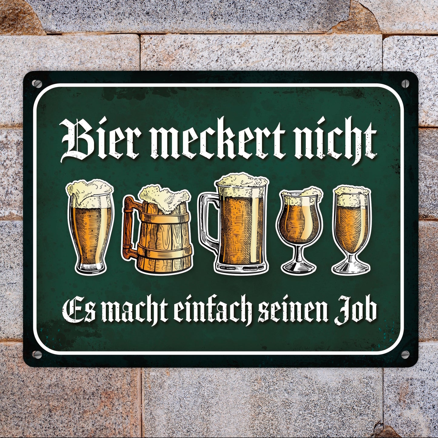 Metallschild XL mit Bier Motiv und Spruch: Bier meckert nicht - es macht ...