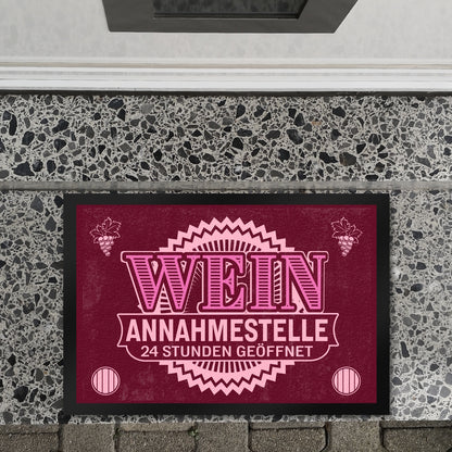 Wein Annahmestelle Fußmatte XL in 40x60 cm mit lustigem Spruch und Weinmotiven