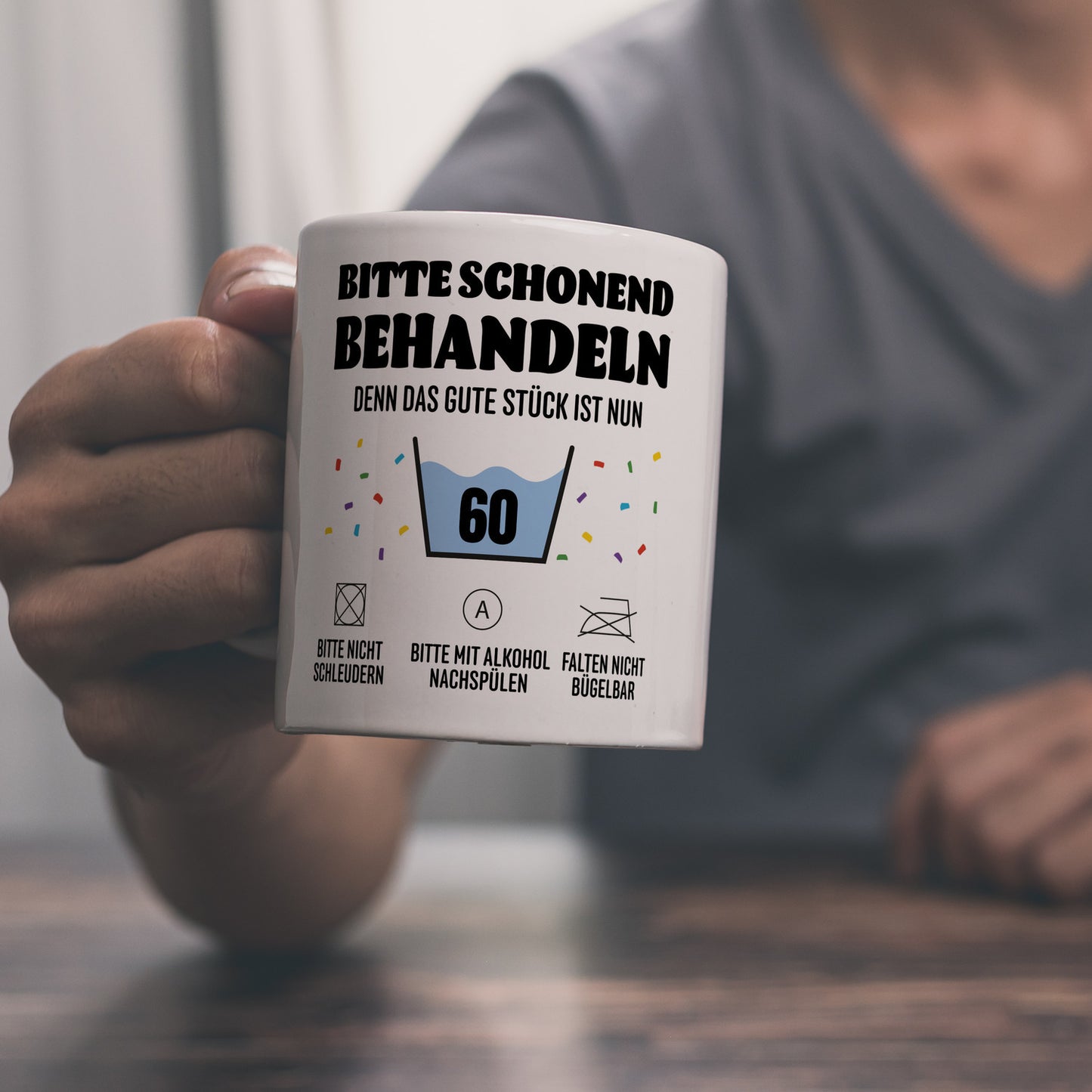 Bitte schonend behandeln - 60. Geburtstag Kaffeebecher