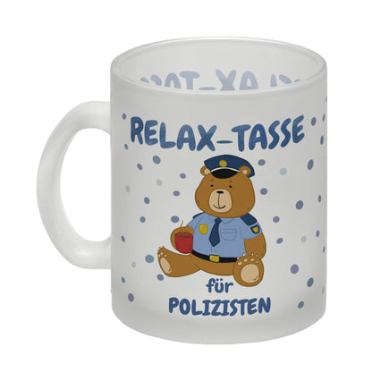 Relax Tasse für Polizisten Glas Tasse mit hübschem Bär-Motiv