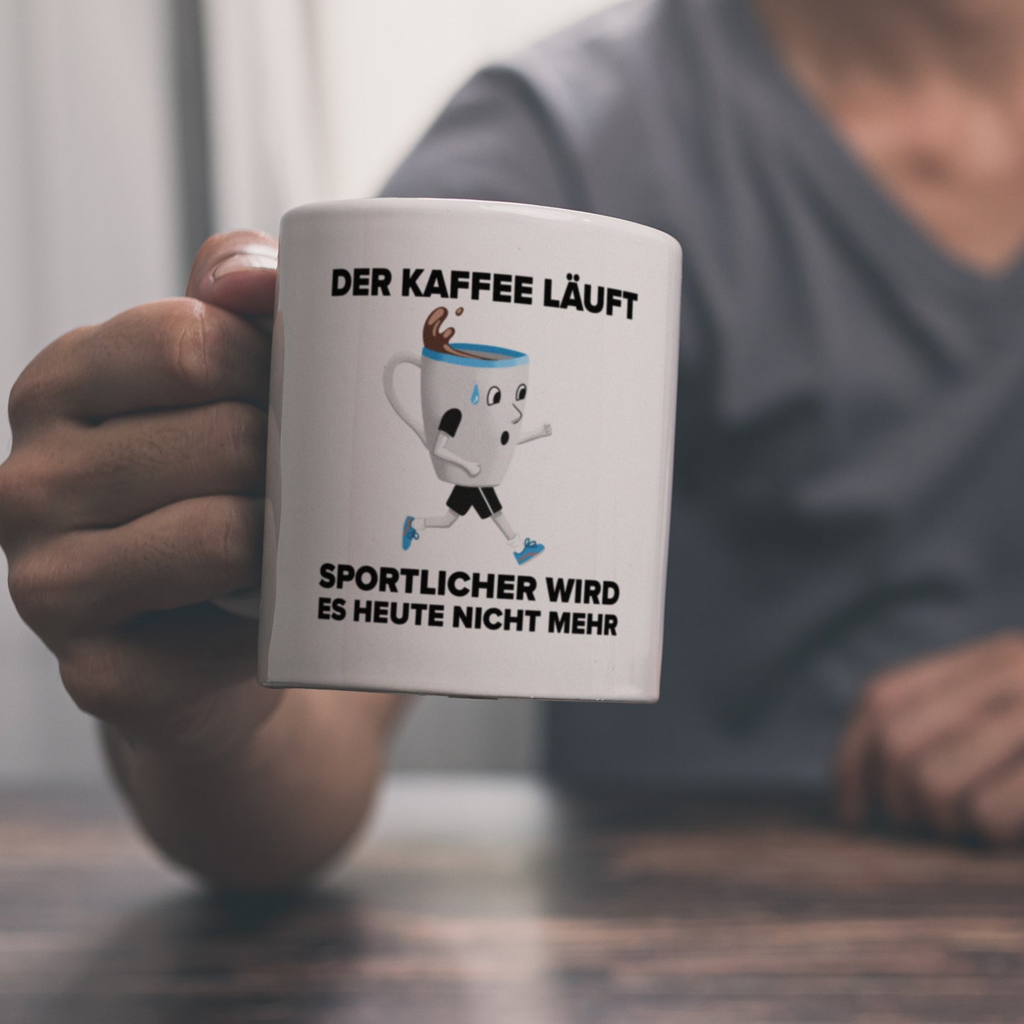 Der Kaffee läuft - sportlicher wird es nicht mehr - Sportmuffel Kaffeebecher