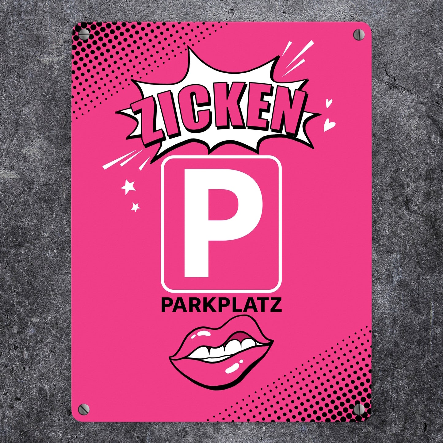 Zicke Metallschild in 15x20 cm mit Spruch Zicken Parkplatz