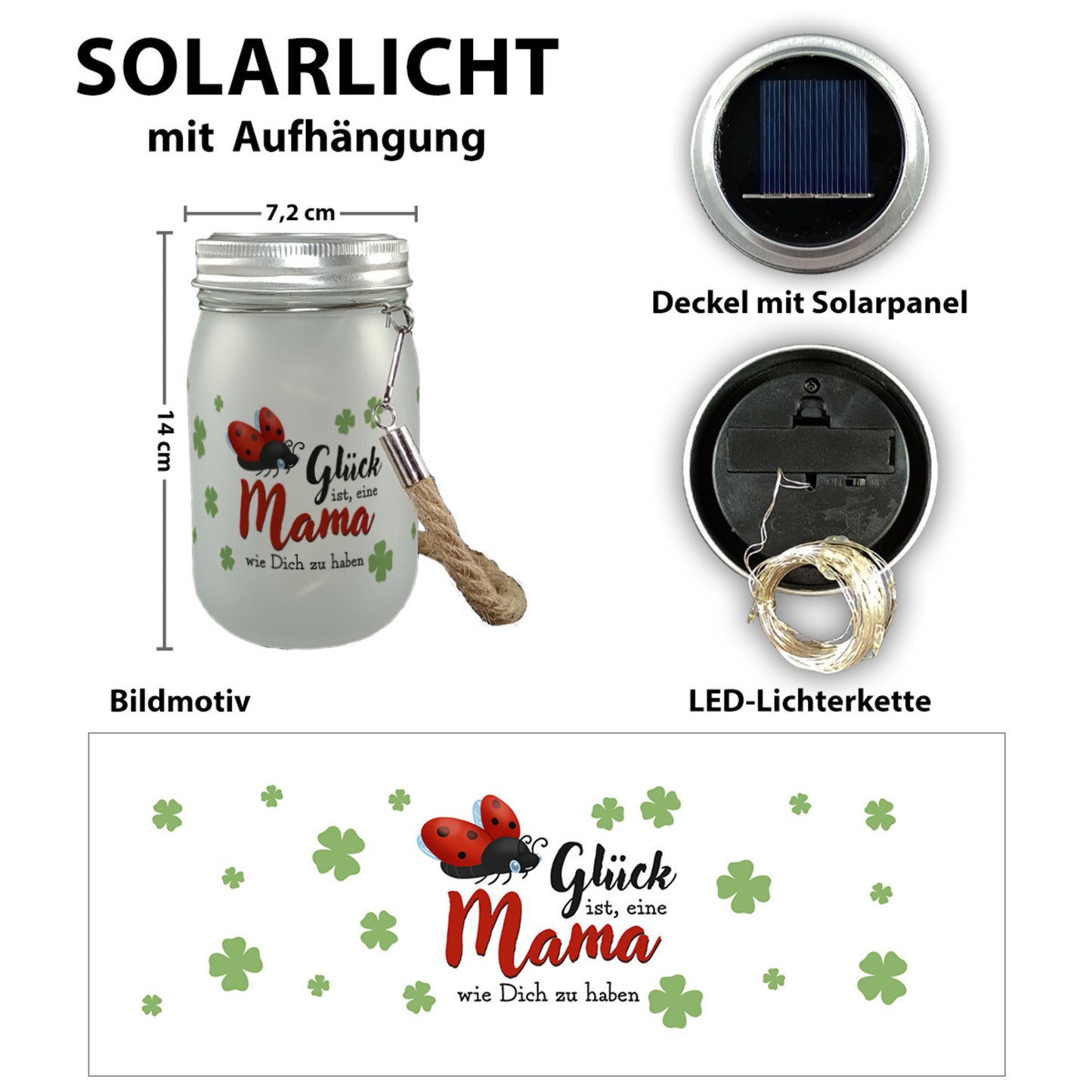 Glück ist eine Mama wie Dich zu haben Solarlicht mit Spruch