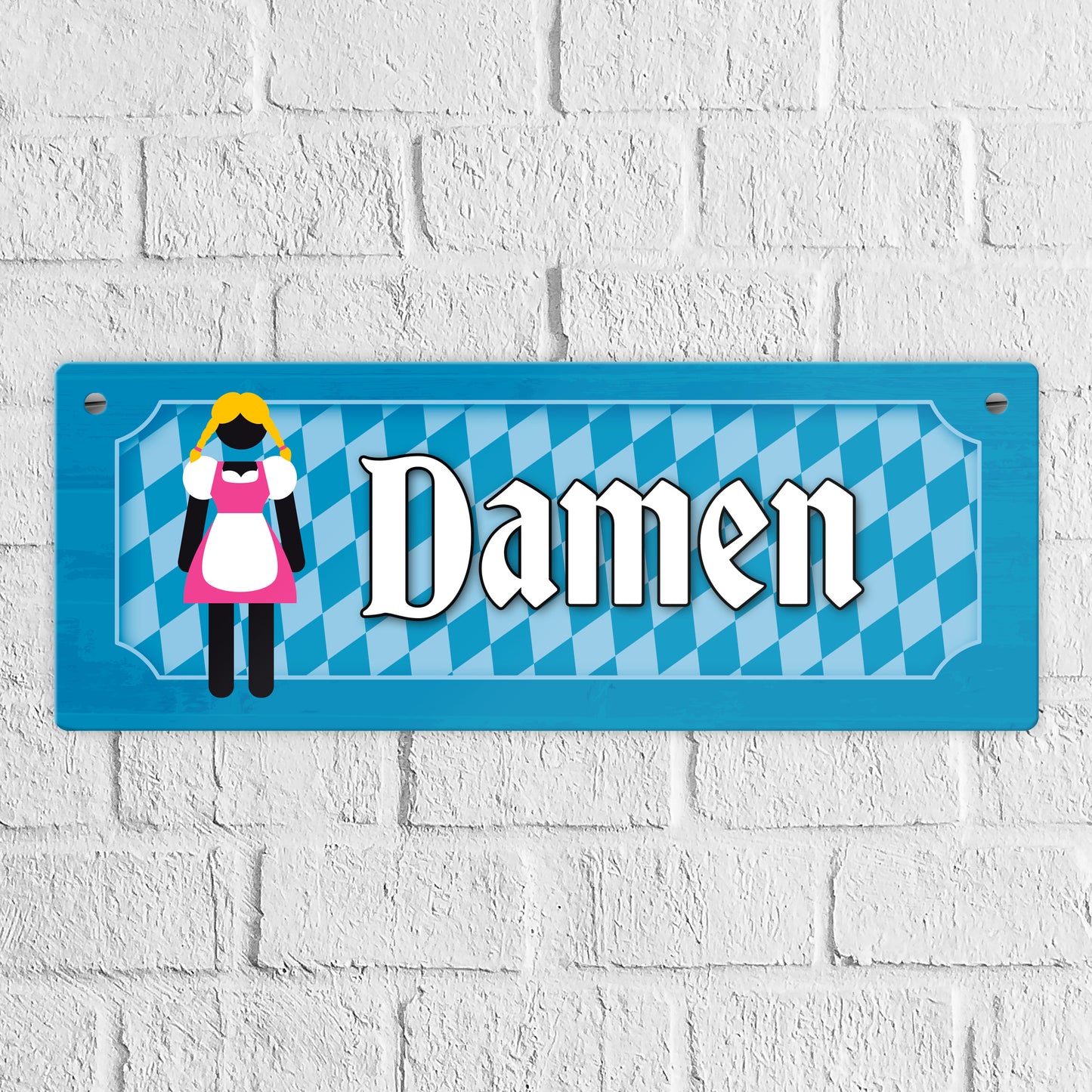 Damen Toilette Metallschild auf bayrische Art mit Dirndl