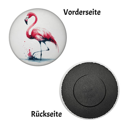 Rosa Flamingo Magnet rund