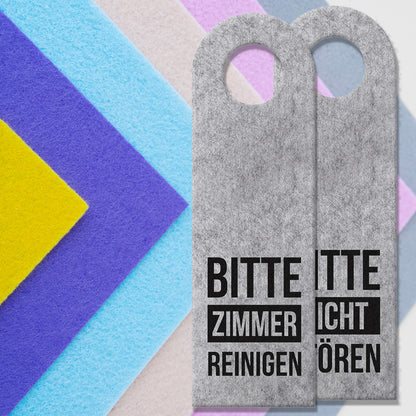 Bitte nicht stören oder Bitte Zimmer reinigen Türhänger mit Balken in Grau