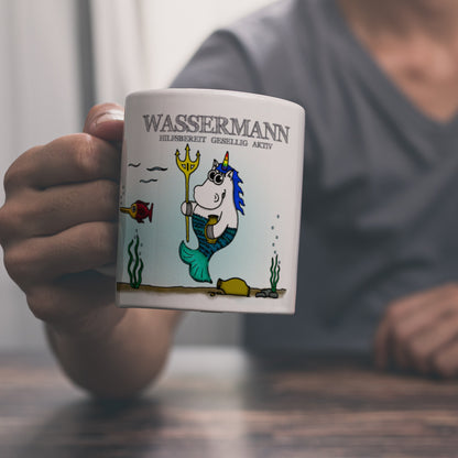 Honeycorns Kaffeebecher mit Sternzeichen Wassermann Motiv