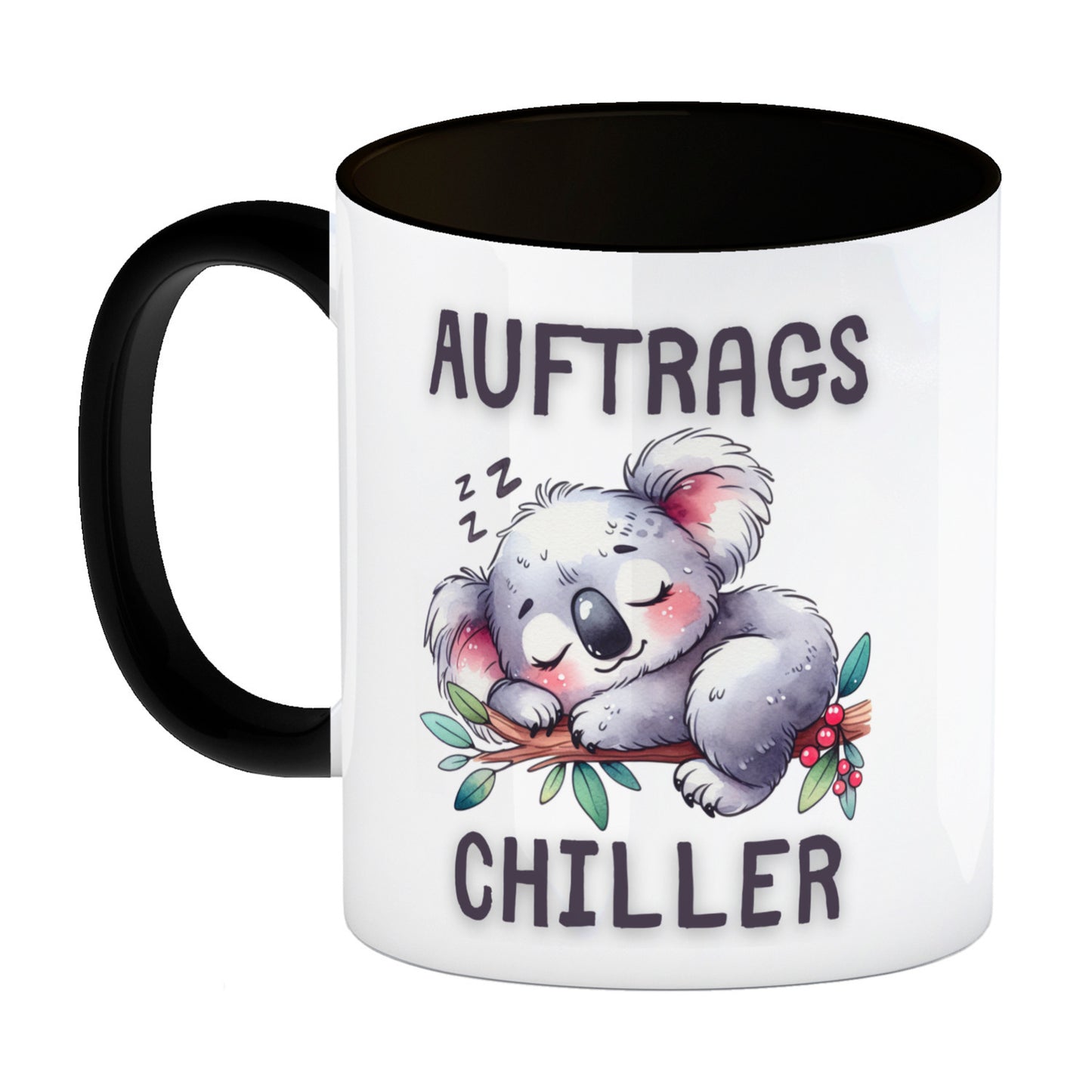 Koala Auftragschiller Kaffeebecher in schwarz