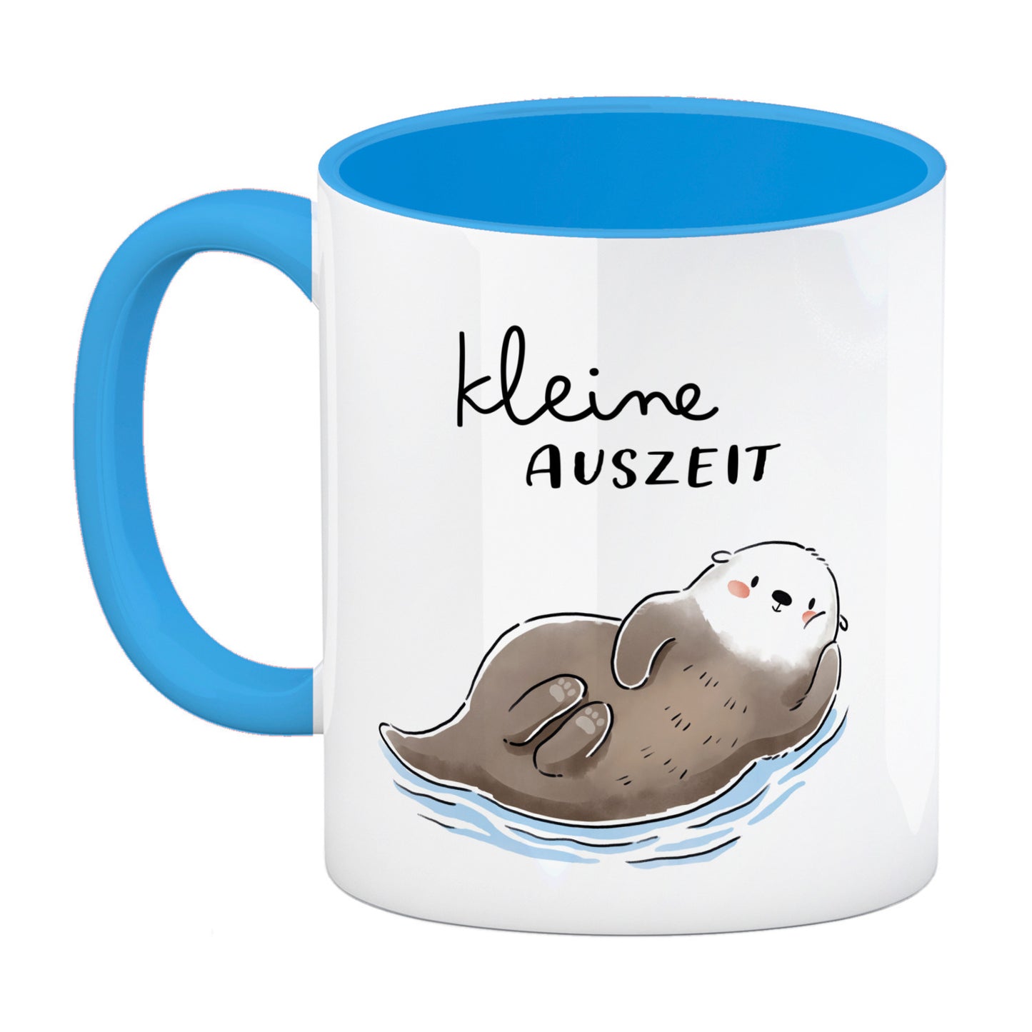 Otter Kaffeebecher in hellblau mit Spruch Kleine Auszeit