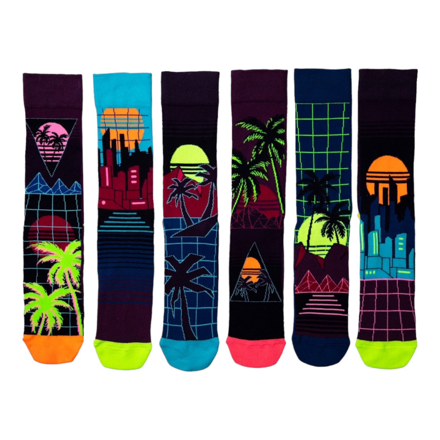 Retro Wave Oddsocks Socken Miami 80er Strumpf in 39-46 im 6er Set