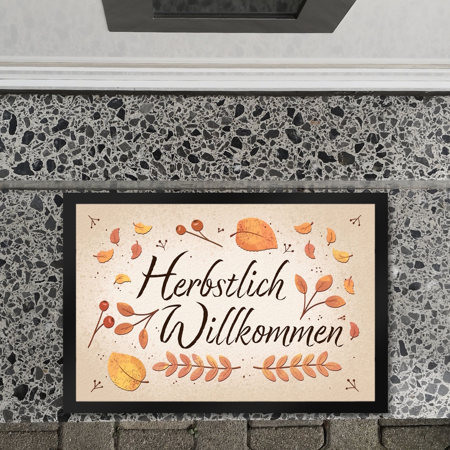 Herbstlich Willkommen Fußmatte XL in 40x60 cm mit bunten Blättern