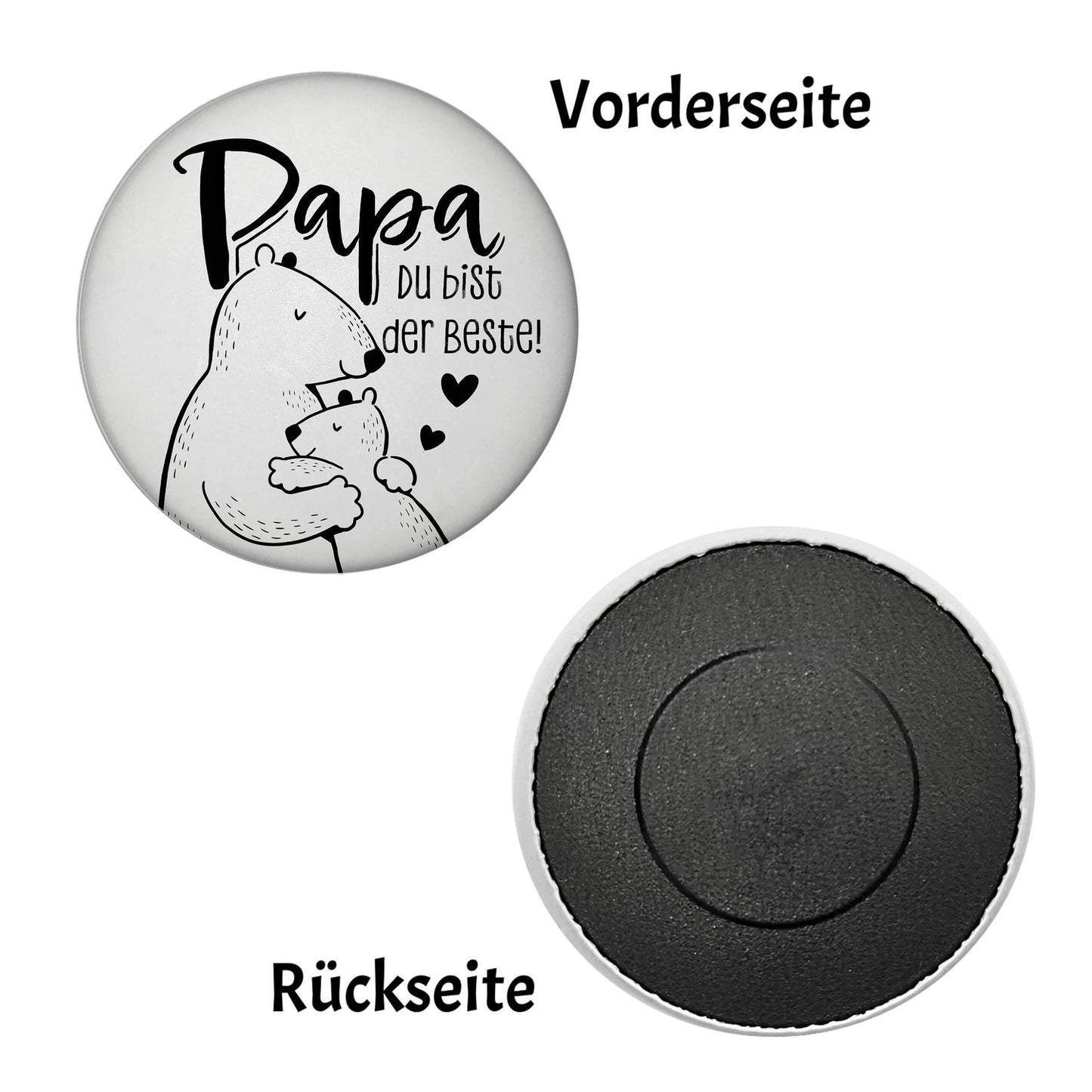 Papa Bär Geschenk Magnet rund rund mit Spruch Papa du bist der Beste