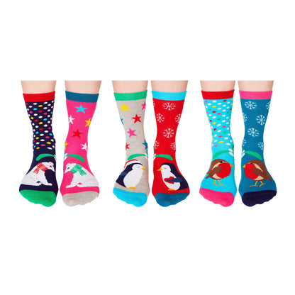 Merry Kissmas Weihnachten Oddsocks Socken in 37-42 im 6er Set