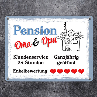 Pension Oma und Opa Metallschild in 15x20 cm