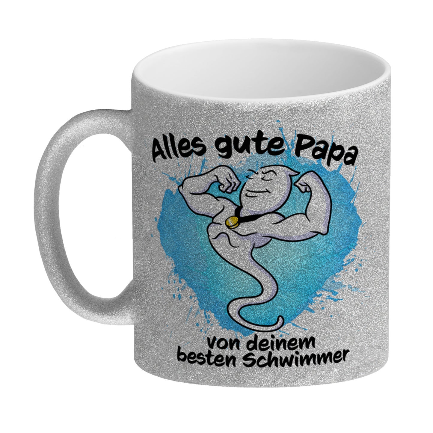 Alles gute Papa, von deinem besten Schwimmer Glitzer-Kaffeebecher