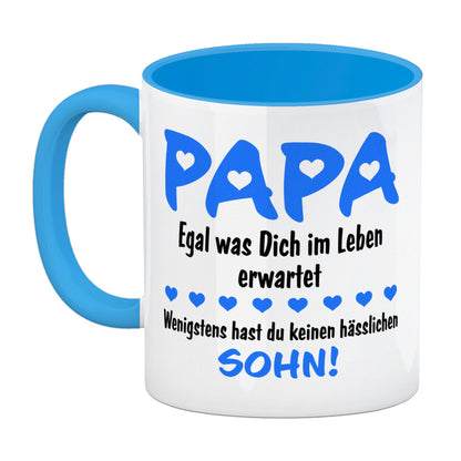 Papa, wenigstens hast du keinen hässlichen Sohn Kaffeebecher in hellblau