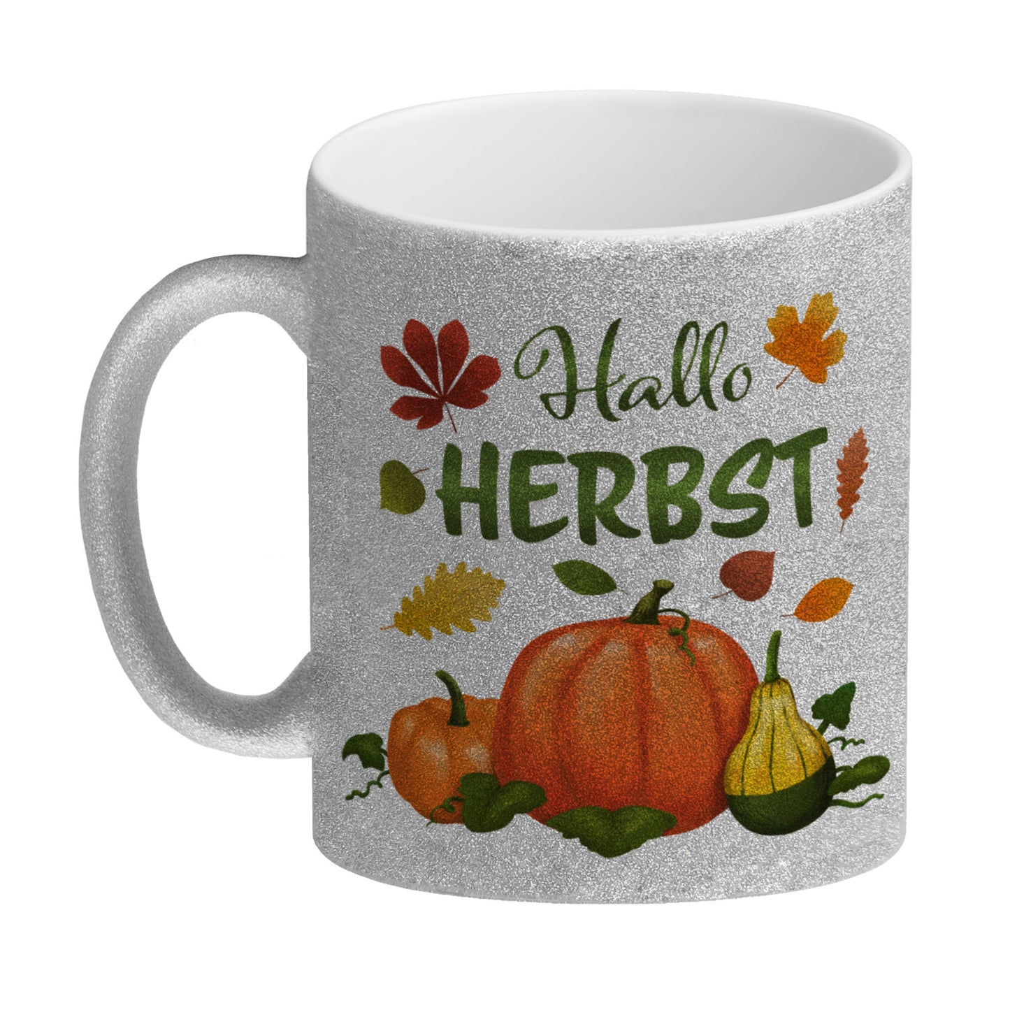 Hallo Herbst Glitzer-Kaffeebecher mit hübschen Kürbissen