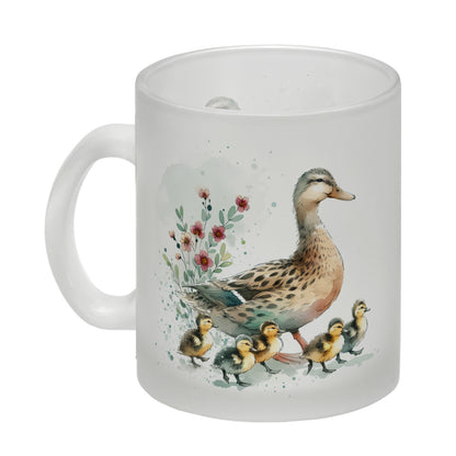 Ente mit Küken Glas Tasse