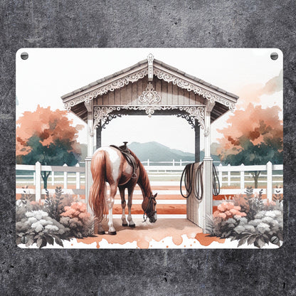 Geschecktes Westernpferd Metallschild in 15x20 cm