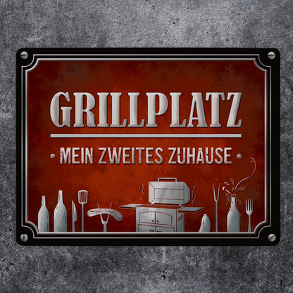 Grillplatz - mein zweites Zuhause Metallschild