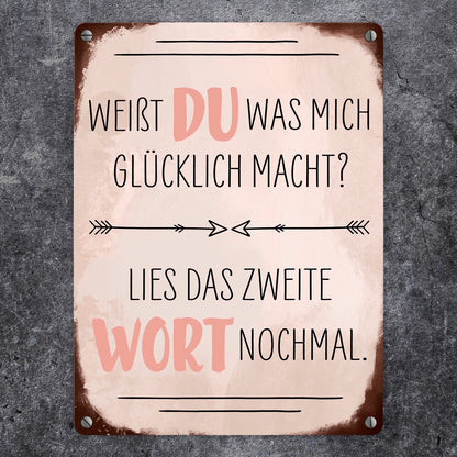 Du machst mich glücklich Metallschild in 15x20 cm mit Spruch zum Valentinstag