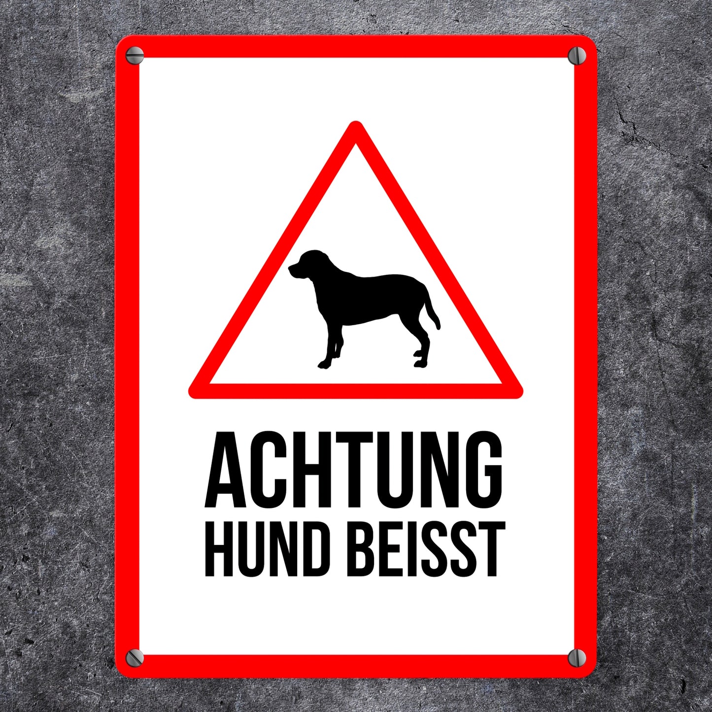 Achtung Hund beisst Metallschild mit Hunde Symbol