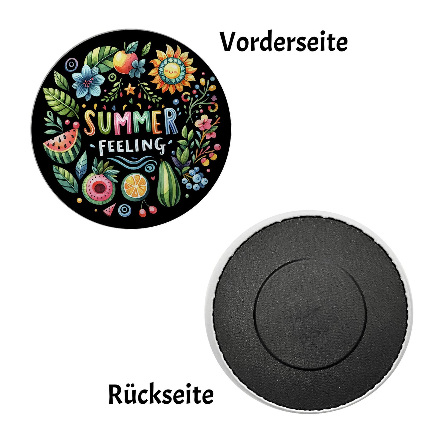 Sommer Vibes Magnet rund mit Spruch Summer feeling