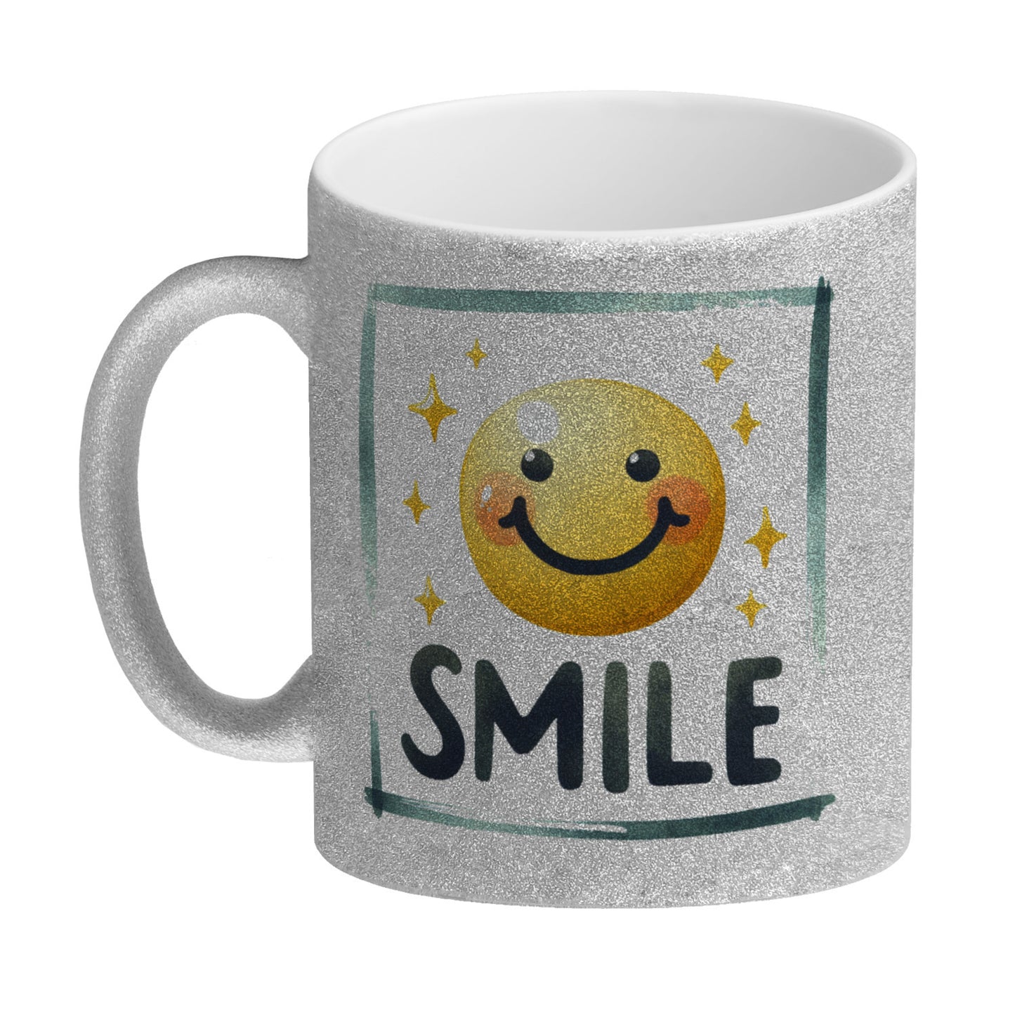 Smile Emoticon Glitzer-Kaffeebecher