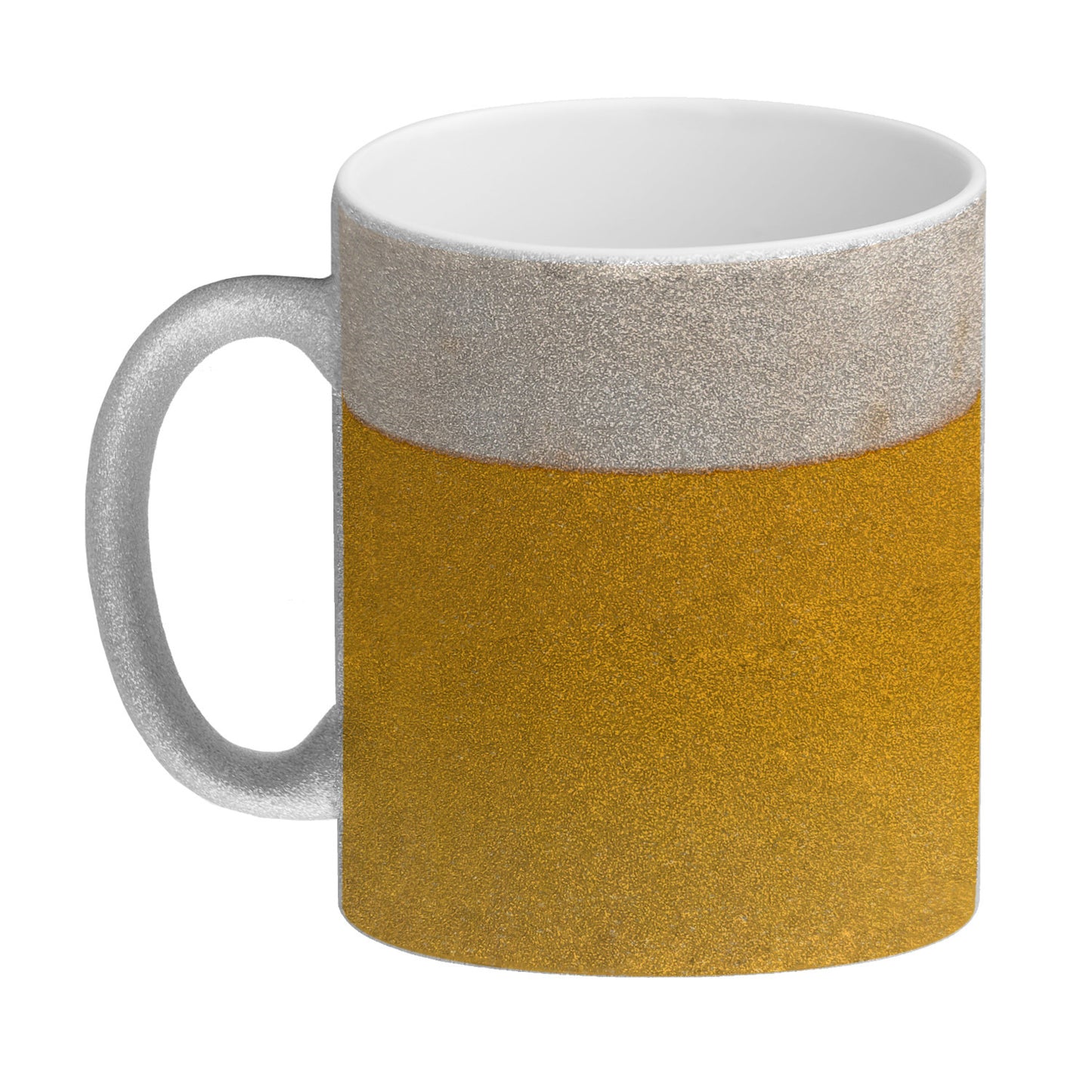 Glitzer-Glitzer-Kaffeebecher mit Bier Motiv